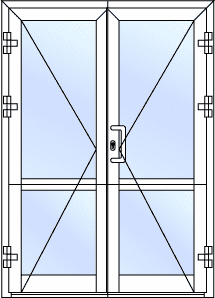 Дверь алюминиевая двухстворчатая