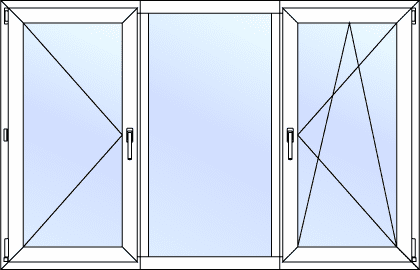 Трёхстворчатое окно с двумя открывающимися створками