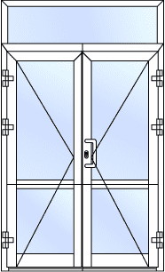 Дверь алюминиевая двухстворчатая с фрамугой