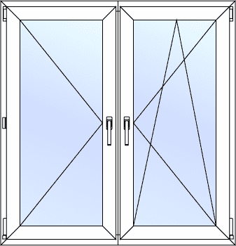 Двухстворчатое окно с двумя открывающимися створками