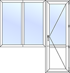 Тип окна: балконный блок + две створки